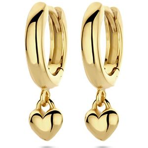 zilver verguld (geel) klapoorringen hanger hartje 16 mm 1 micron 2103841