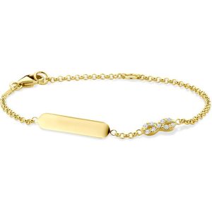 14K geelgoud graveerarmband infinity zirkonia 11 - 13 cm 4034706