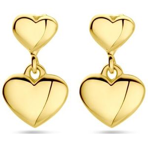 14K geelgoud oorhangers hartjes 4030410