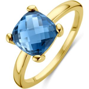 Ring - London Blue Topaas - 14k Geelgouden Ring - 9mm Breedte - Gepolijst
