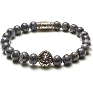 Rebel and Rose Lion Head Grey Silver Armband-RR-8L025-S-17.5