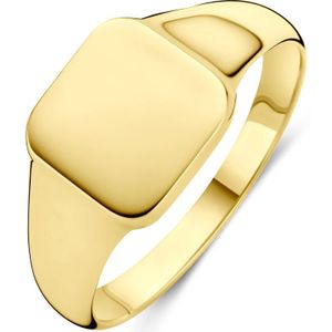 Gouden Zegelring - 14k - Vierkant - Met Gegraveerde Vingerafdruk