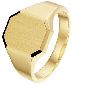 graveerring massief mat gediamanteerd 14K geelgoud 4019701