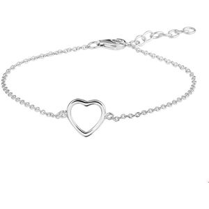 Zilver Gerhodineerde Armband hart 1 1318914 18 cm