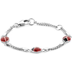 zilver wit armband lieveheersbeestje 11 - 13 cm 1021813