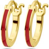 Creolen - Zilver Verguld - Rood Emaille - 1 Micron - 15,5x2 mm