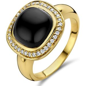 14K geelgoud ring onyx en diamant 0.20ct h si halo 4027927 17.25