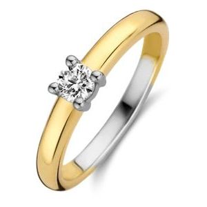 Ti Sento Milano 12212ZY - Damesring - Bicolor - Zilver met Goudkleur - Witte Zirkonia Steen