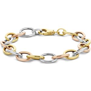 goud (tricolor goud geel/wit/rosÃ©) armband anker tricolor 10 mm 19,5 cm 4300564