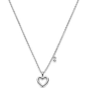 zilver gerhodineerd collier hart en diamant 0.015ct j p1 1336856