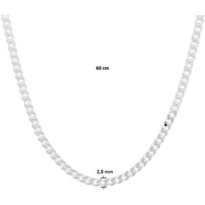 collier gourmette 6-zijdes geslepen 2,8 mm zilver wit 1021717
