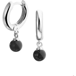 Zilver Gerhodineerde Klapoorringen onyx 1328251