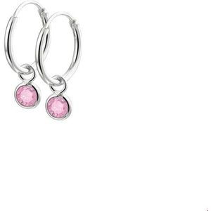 oorringen roze zirkonia zilver wit 1019456