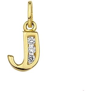 Geelgouden Hanger letter J zirkonia 4006245