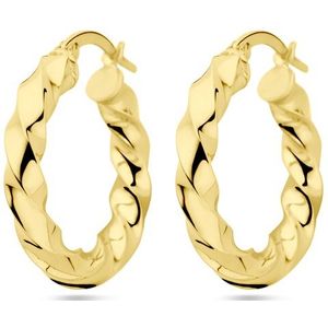 14K geelgoud oorringen 4,0 mm gedraaide buis 4030132