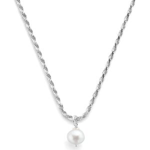 zilver gerhodineerd collier parel 41 + 4 cm 1336001