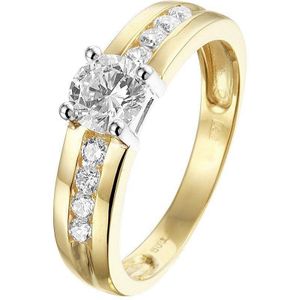 ring zirkonia 14K bicolor goud geel/wit 4208306