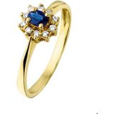 Geelgouden Ring saffier en diamant 0.08ct H P1 4015009 17.50 mm (55)