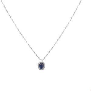 Witgouden Collier saffier en diamant 0.05ct H SI 42-43-45cm 4104608
