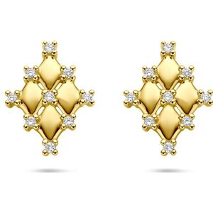 14K geelgoud oorknoppen diamant 0.09ct (2x 0.045ct) h si 12 mm 4034693