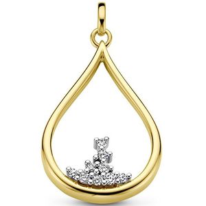 14K bicolor goud geel/wit hanger druppel diamant 0.115ct h si 4208976