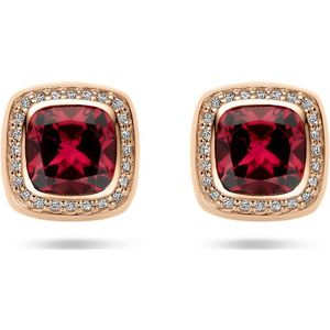 14K roségoud oorknoppen roze rhodoliet en diamant 0.15ct (2x 0.075ct) h si halo 4401564