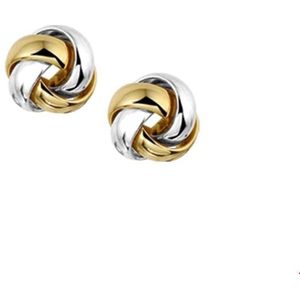 oorknoppen knoop 14K bicolor goud geel/wit 4207480