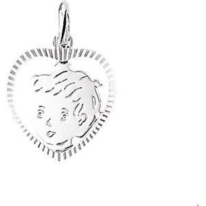 hanger jongen hart gediamanteerd 16,5 x 16 mm zilver wit 1005224