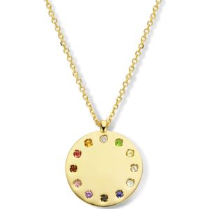 goud (geelgoud) collier rondje edelstenen en diamant 0.01ct h si 41 - 43 - 45 cm 4025596