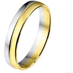 ring a406 - 4 mm - zonder steen 14K bicolor goud geel/wit 4202234