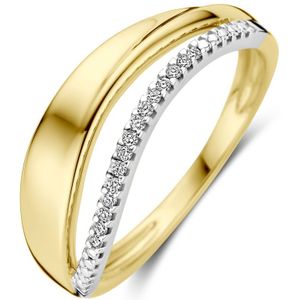 Ring - Bicolor - 14k Goud - Dames - 0.06ct Diamant - 7.5mm Breedte