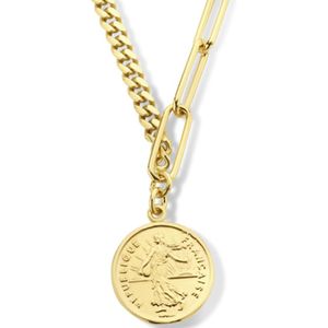 zilver verguld (geel) collier franse frank 42 + 3 cm 2102139