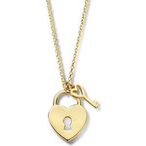 goud (geelgoud) collier hart slot en sleutel 40 - 42 - 44 cm 4025171