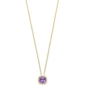 14K geelgoud collier amethist en diamant 0.15ct h si 42 - 45 cm 4028377