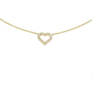 Geelgouden Collier hart en diamant 0.09ct H P1 0 4015983