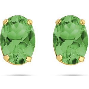 14K geelgoud oorknoppen groen agaat 4027014