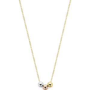 14K tricolor goud collier tricolor bolletjes 42 - 45 cm 4300611