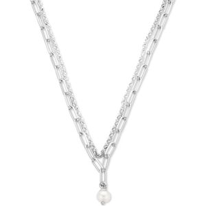 multi-collier parel 41 + 4 cm zilver gerhodineerd 1335655