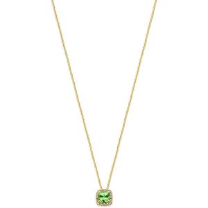 14K geelgoud collier tsavoriet en diamant 41 - 43 - 45 cm 0.07ct h si halo 4032281