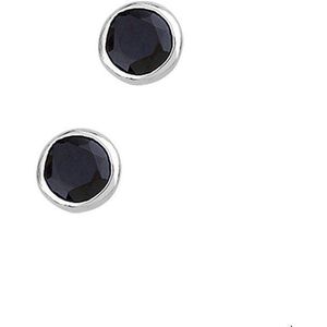 oorknoppen zwart zirkonia zilver gerhodineerd 1308060