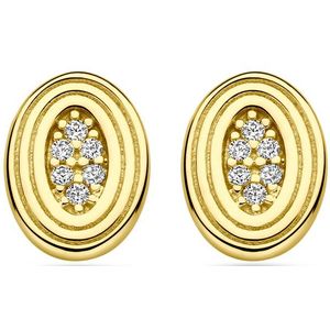 14K geelgoud oorknoppen zirkonia 9 mm 4031684