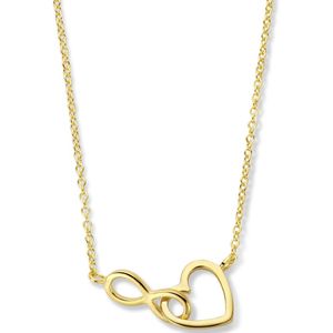 zilver verguld (geel) collier hart en infinity 41 + 4 cm 2103074