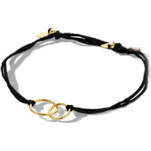 Goud op zilver/ru/ny/le Armband katoen 8mm 22cm 2600027