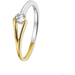 ring zirkonia 14K bicolor goud geel/wit 4205580