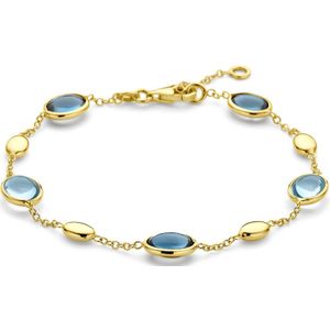 18K geelgoud armband london blue en blauw topaas 17 - 19 cm 7000283