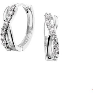 The Jewelry Collection - Klapoorringen - Witgoud - Zirkonia - Diameter 12.5mm