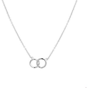 Zilver Gerhodineerde Collier rondjes 1 1325590