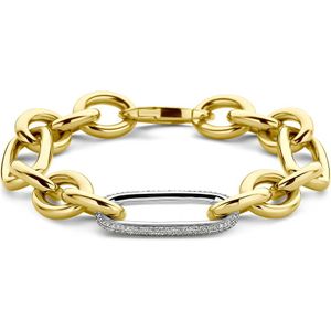 18K bicolor goud geel/wit armband diamant 0.76ct g vsi 12 mm 21 cm 7200008