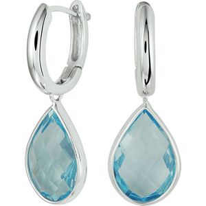klapoorringen blauw topaas 14K witgoud 4104986