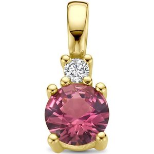 14K geelgoud hanger met geboortesteen en diamant 0.02ct h p1 4029083
